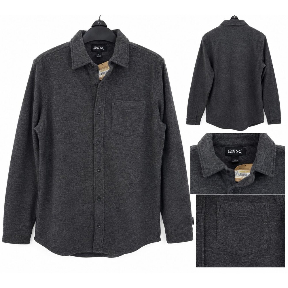 Eddie Bauer Men's Quest Fleece Shirt XL Charcoal Heather Stretch NWT - Picture 2 of 4